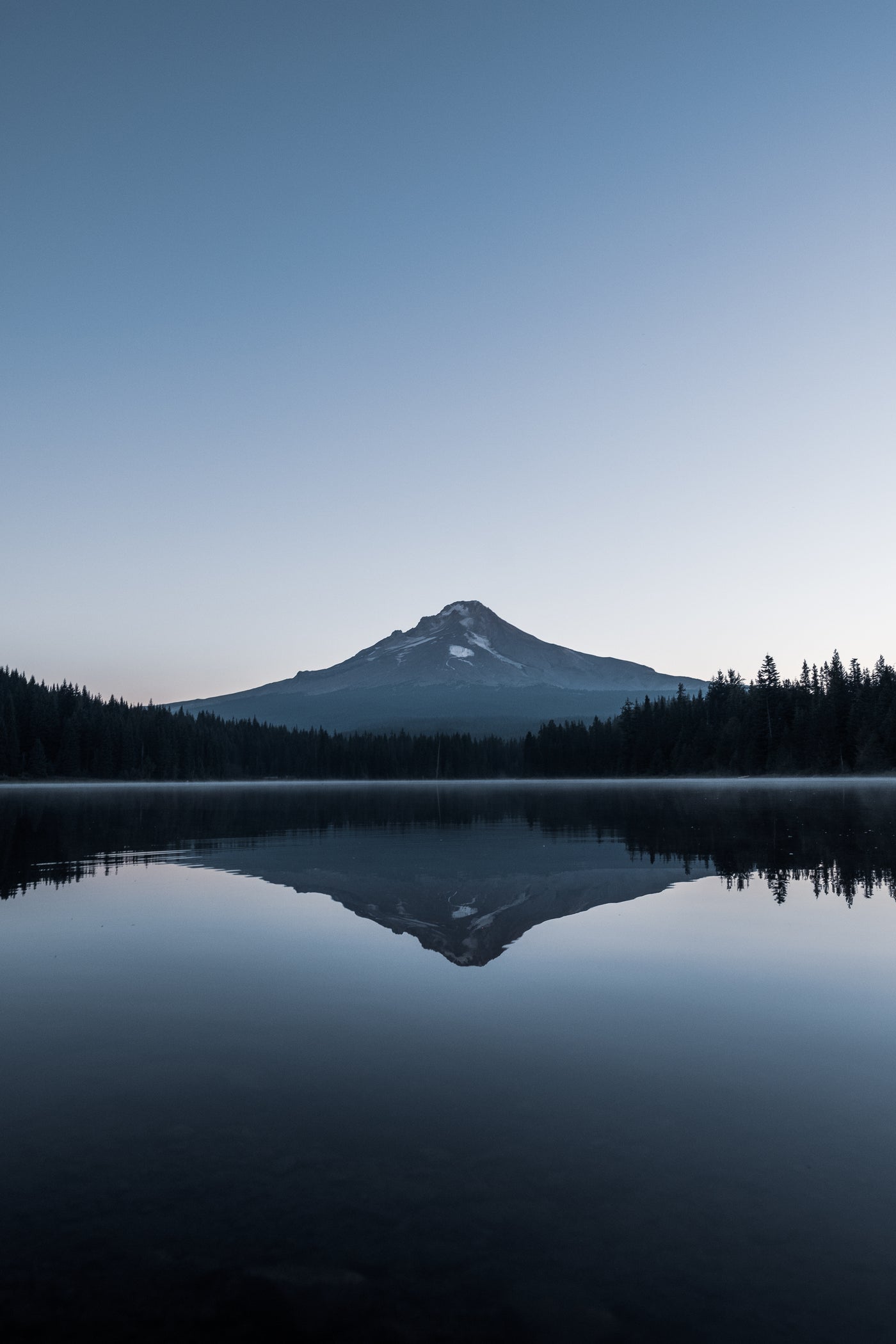 Photo of mountain reflecting in a lake